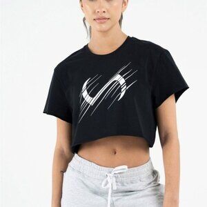 TLF Lift Oversized Gym Crop Tee Black & White Large raw edge